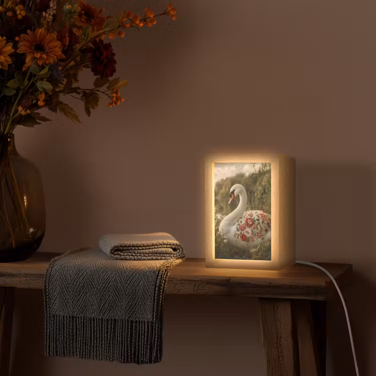 Zwaan - Bloemen - Natuur Light Box met kabel (Tafellamp) klein -sfeer4