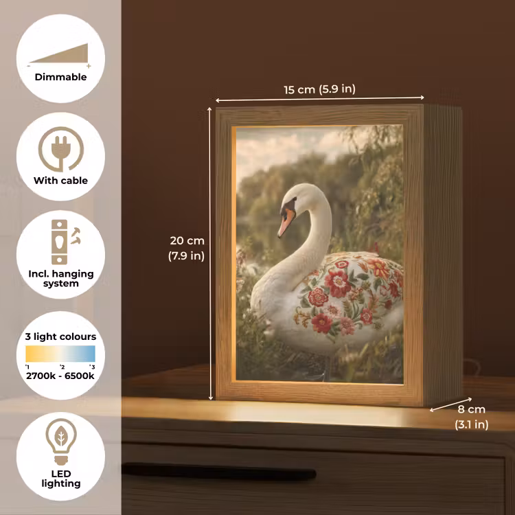 Zwaan - Bloemen - Natuur Light Box met kabel (Tafellamp) klein -USP_EN