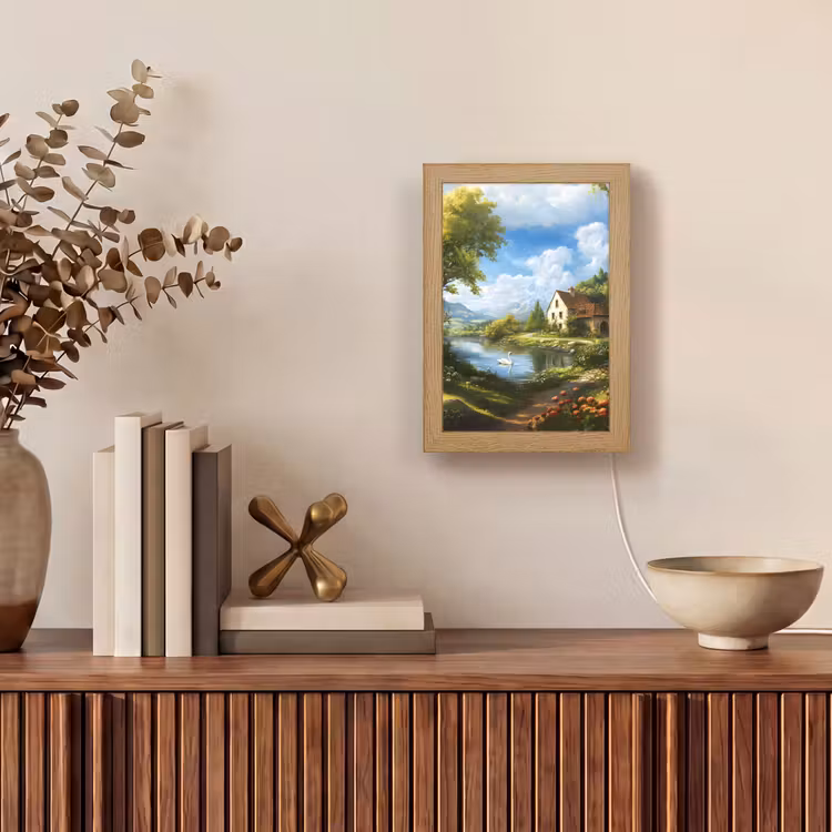 Zwaan - Bomen - Rust Light Box met kabel (Tafellamp) klein -sfeer2
