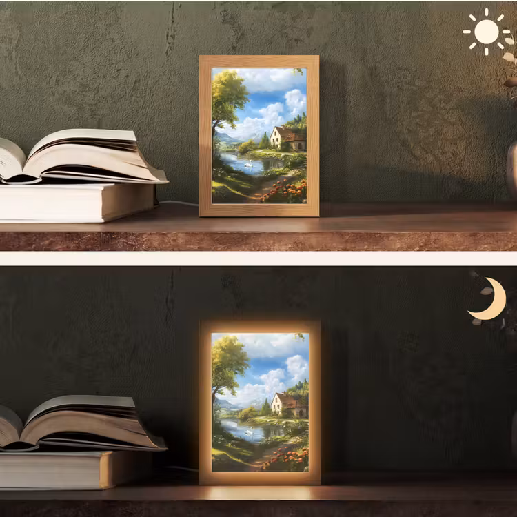 Zwaan - Bomen - Rust Light Box met kabel (Tafellamp) klein -sfeer3