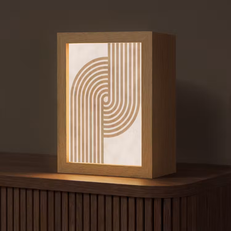 Symmetrische bocht - Koperkleurig Light Box met kabel (Tafellamp) klein -z3d_website