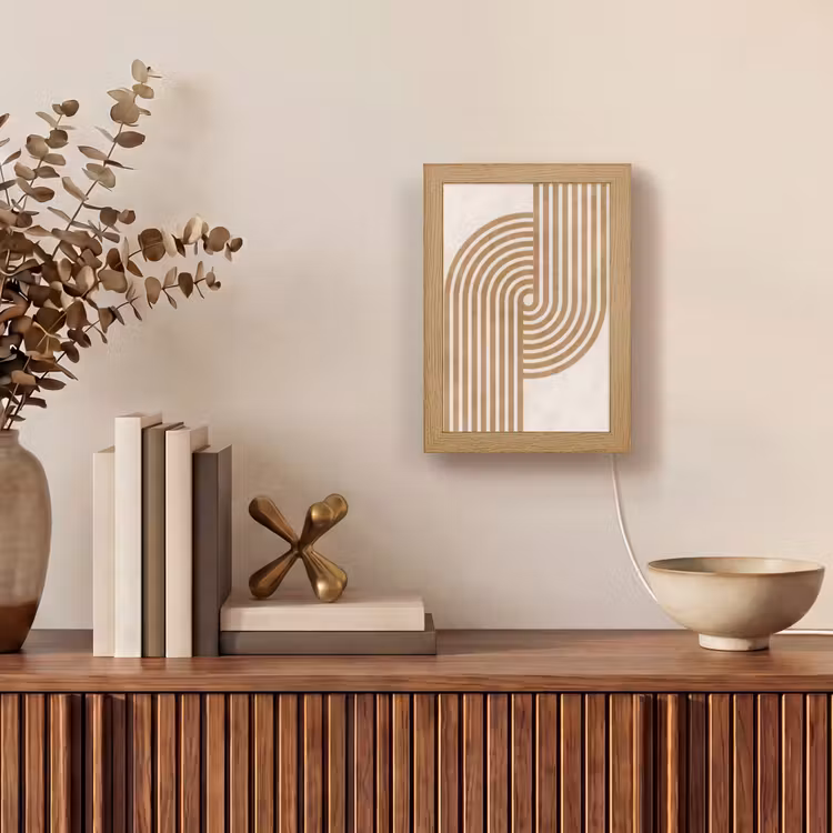 Symmetrische bocht - Koperkleurig Light Box met kabel (Tafellamp) klein -sfeer2