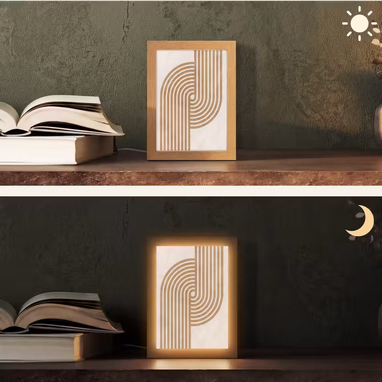 Symmetrische bocht - Koperkleurig Light Box met kabel (Tafellamp) klein -sfeer3