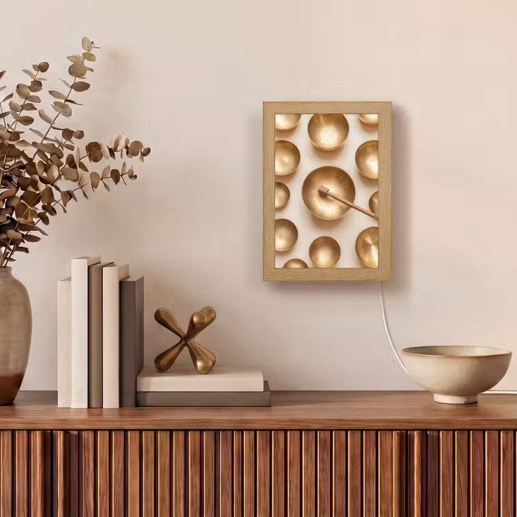 Symmetrisch - Goud - Brons - Balans Light Box met kabel (Tafellamp) klein -sfeer2