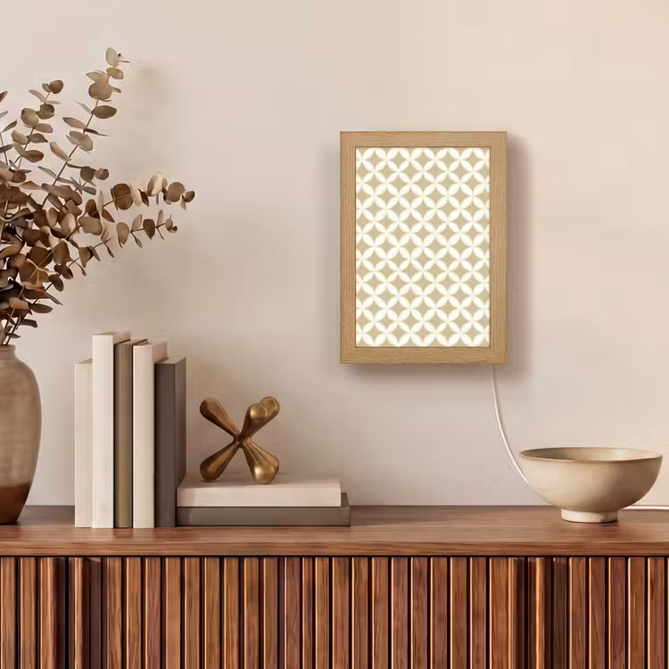 Symmetrisch - Motief - Beige Light Box met kabel (Tafellamp) klein 925 -sfeer2