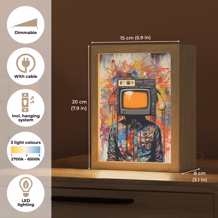 Televisie - Graffiti - Mens - Kleuren Light Box met kabel (Tafellamp) klein -USP_EN