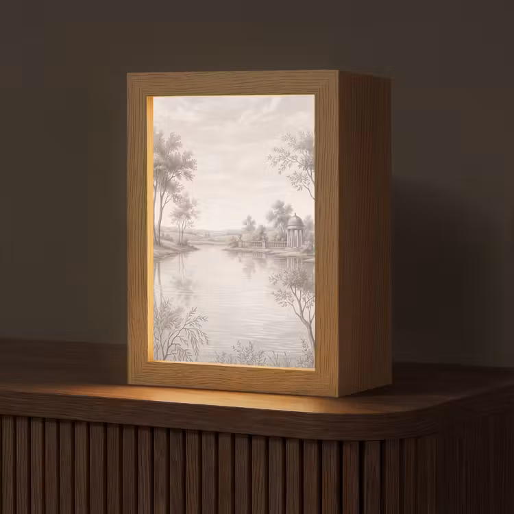 Terras - Water - Natuur - Landschap Light Box met kabel (Tafellamp) klein -z3d_website