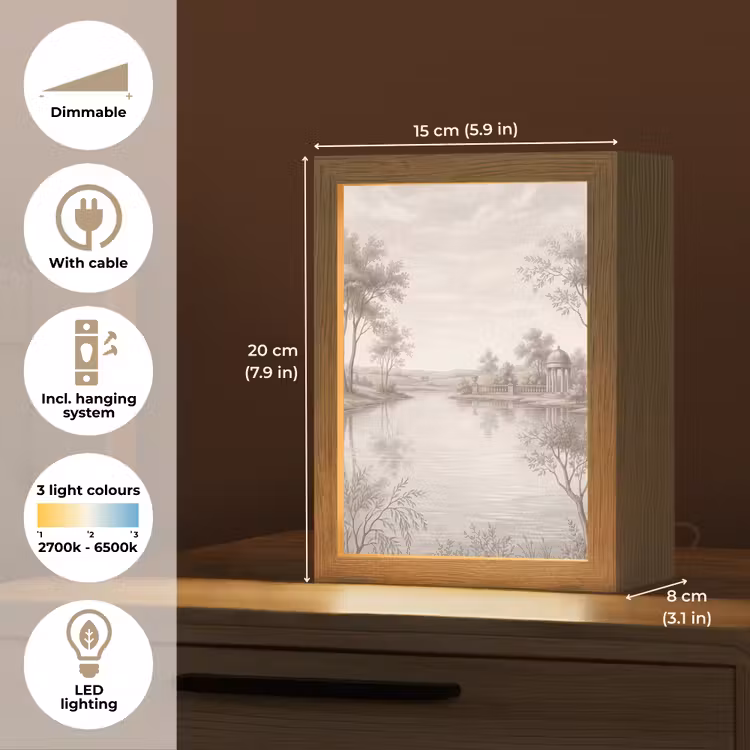 Terras - Water - Natuur - Landschap Light Box met kabel (Tafellamp) klein -USP_EN