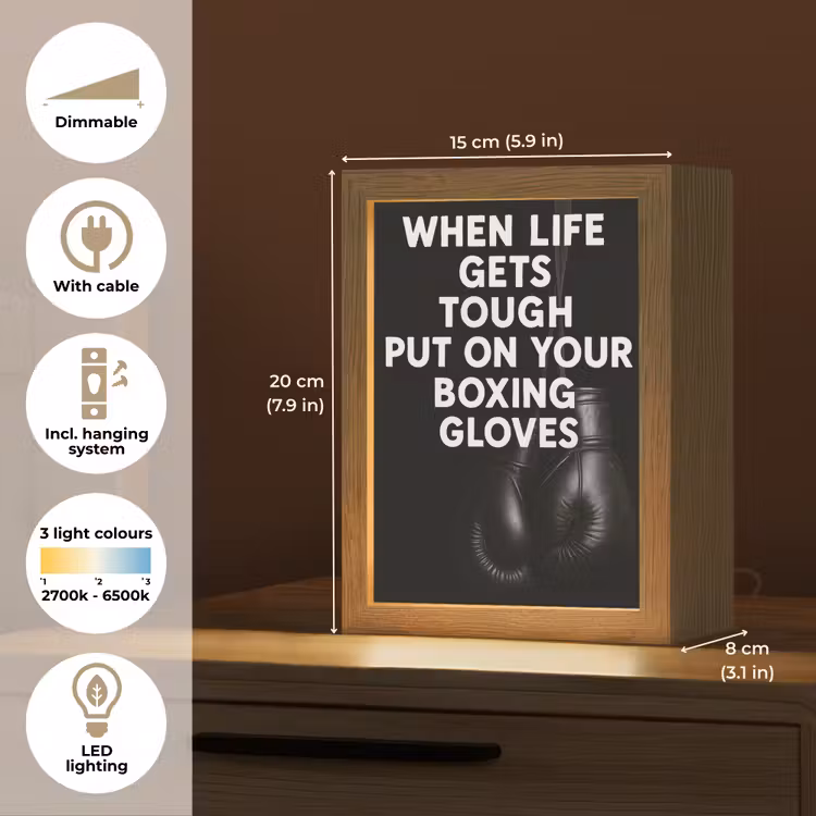 Tekst - Bokshandschoenen - Wit Light Box met kabel (Tafellamp) klein -USP_EN