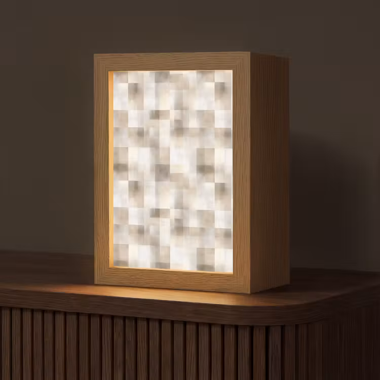 Textuur - Linnen - Beige Light Box met kabel (Tafellamp) klein 925 -z3d_website