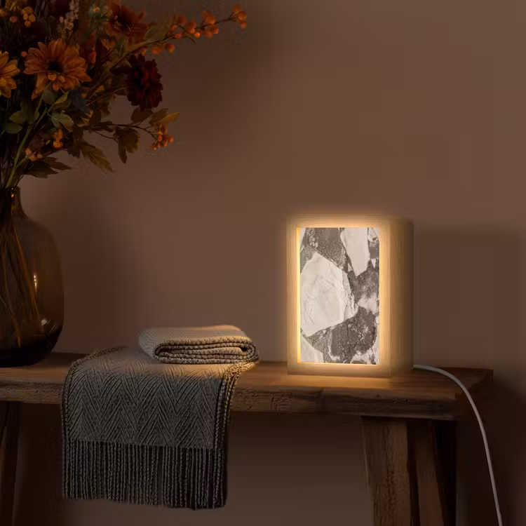 Textuur - Marmer - Abstract - Beige - Bruin Light Box met kabel (Tafellamp) klein -sfeer4