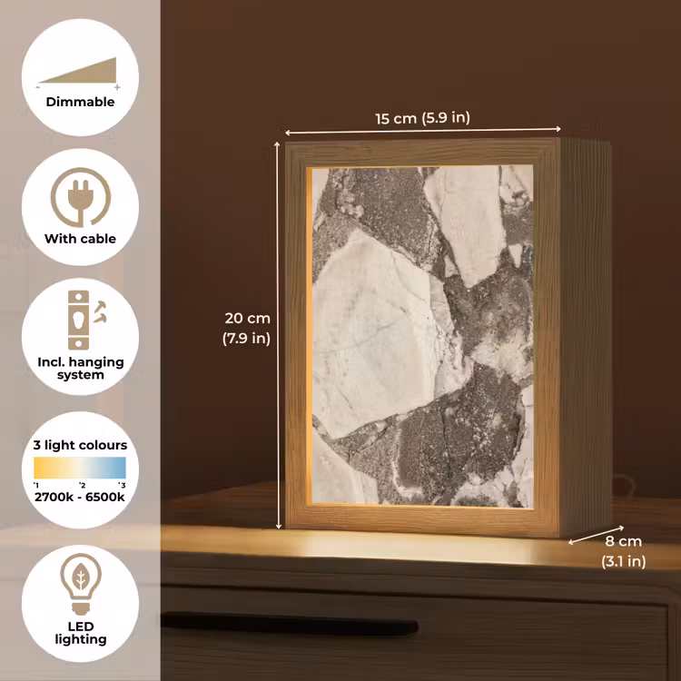 Textuur - Marmer - Abstract - Beige - Bruin Light Box met kabel (Tafellamp) klein -USP_EN
