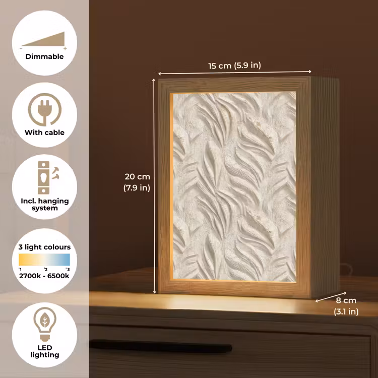 Textuur - Reliëf - Beige Light Box met kabel (Tafellamp) klein 925 -USP_EN