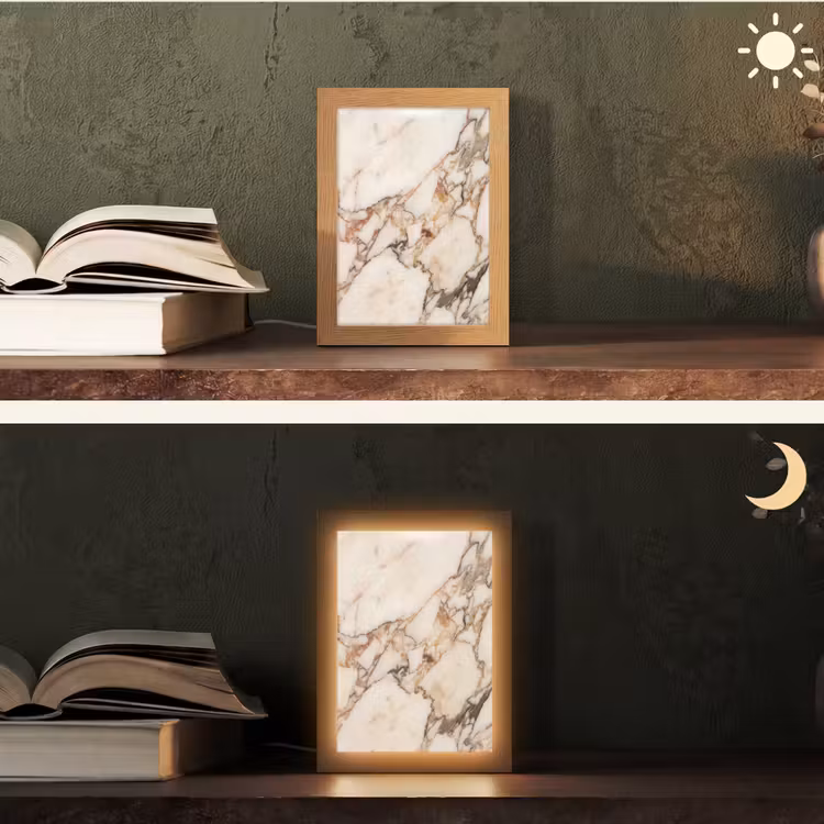 Textuur - Gesteente - Aderen - Abstract - Wit Light Box met kabel (Tafellamp) klein -sfeer3