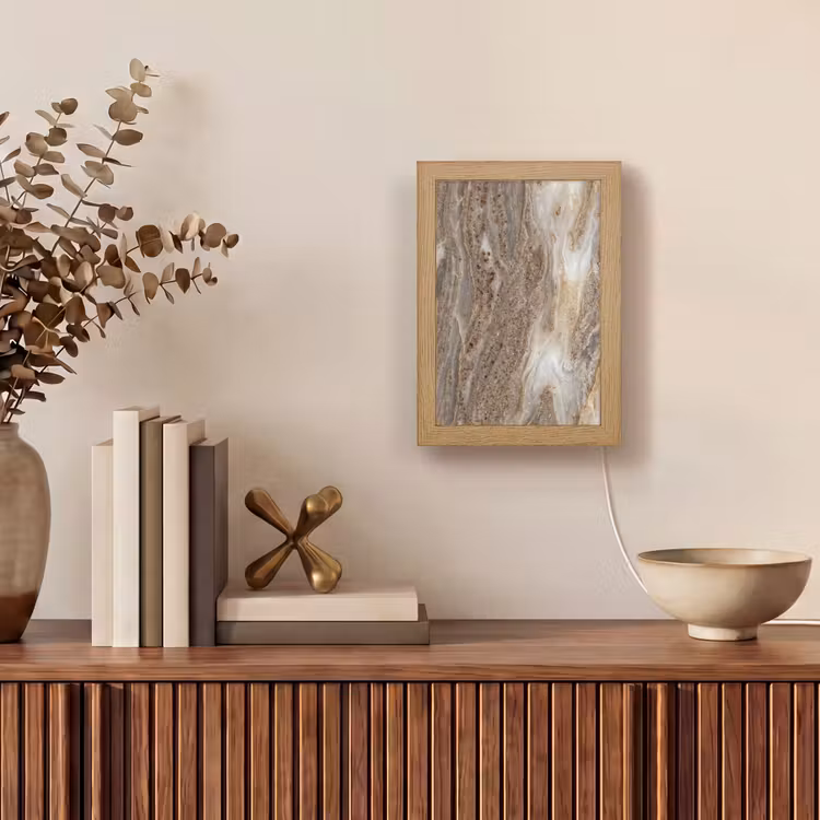 Textuur - Steen - Abstract - Beige Light Box met kabel (Tafellamp) klein -sfeer2