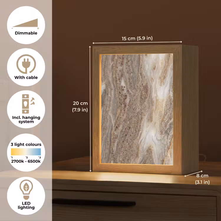 Textuur - Steen - Abstract - Beige Light Box met kabel (Tafellamp) klein -USP_EN