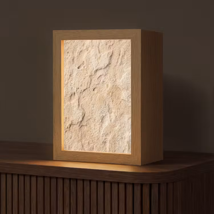 Textuur - Steen - Natuur - Beige Light Box met kabel (Tafellamp) klein -z3d_website