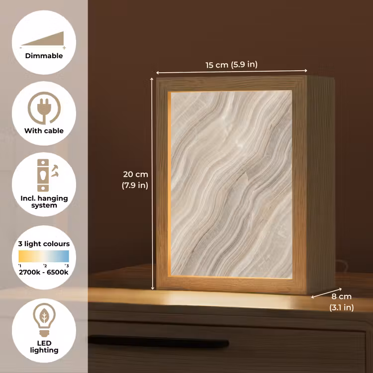 Textuur - Golvend - Abstract - Modern - Beige Light Box met kabel (Tafellamp) klein -USP_EN