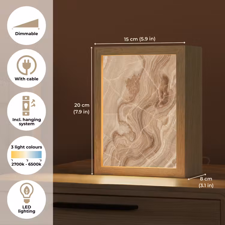 Textuur - Golvend - Abstract - Warm - Bruin Light Box met kabel (Tafellamp) klein -USP_EN