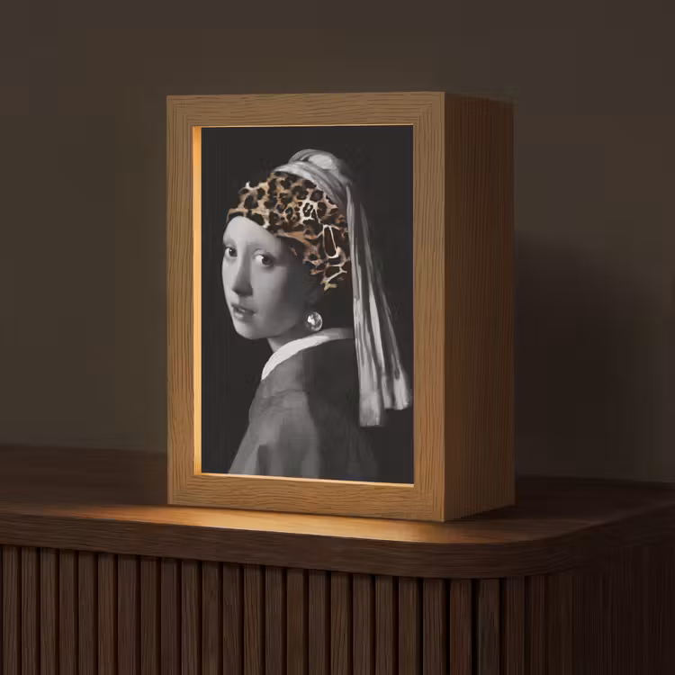 Het meisje met de parel - Johannes Vermeer - Panterprint Light Box met kabel (Tafellamp) klein -z3d_website