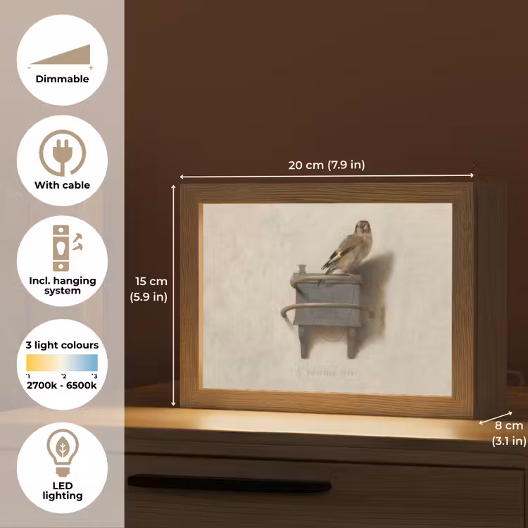Het Puttertje - Schilderij - Fabricius - Oude Meester Light Box met kabel (Tafellamp) klein -USP_EN