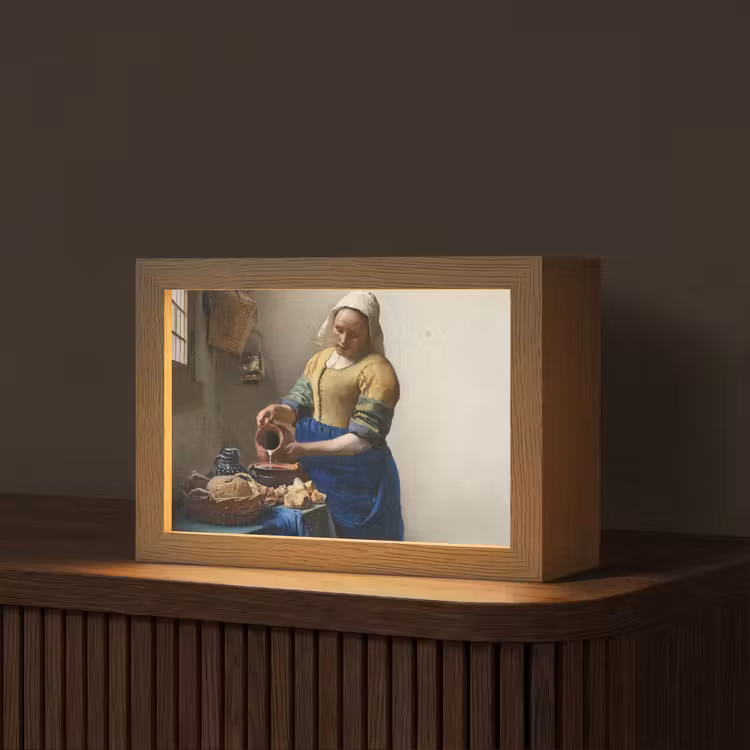 Het melkmeisje - Kunst - Oude meesters - Vermeer Light Box met kabel (Tafellamp) klein -z3d_website