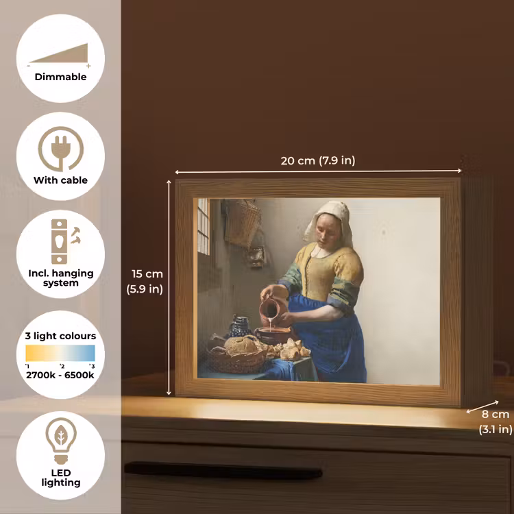 Het melkmeisje - Kunst - Oude meesters - Vermeer Light Box met kabel (Tafellamp) klein -USP_EN