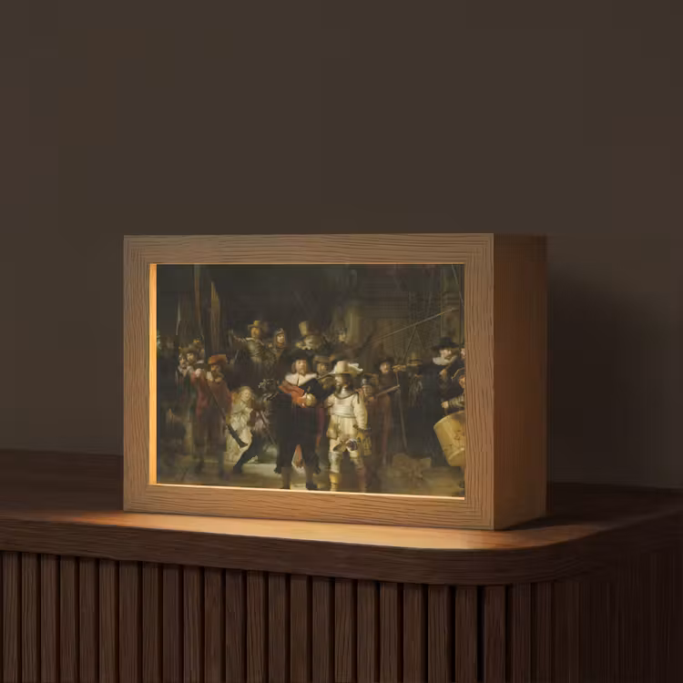 De Nachtwacht - Kunst - Oude meesters - Rembrandt Light Box met kabel (Tafellamp) klein -z3d_website