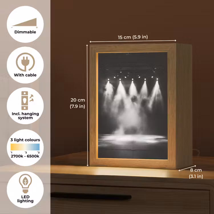 Theaterzaal - Mist - Spotlights - Zwart Light Box met kabel (Tafellamp) klein -USP_EN
