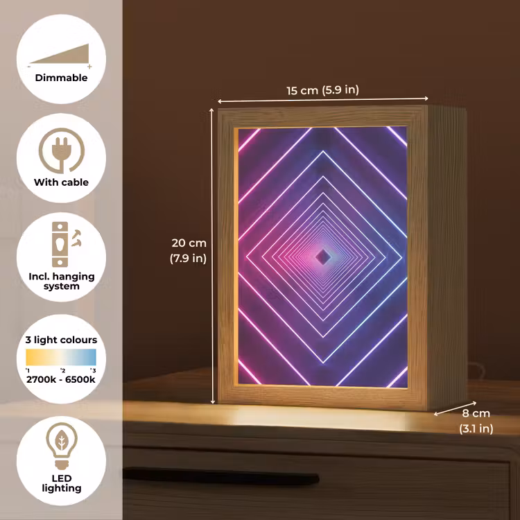 Driedimensionaal - Tunnel - Ruimte Light Box met kabel (Tafellamp) klein -USP_EN