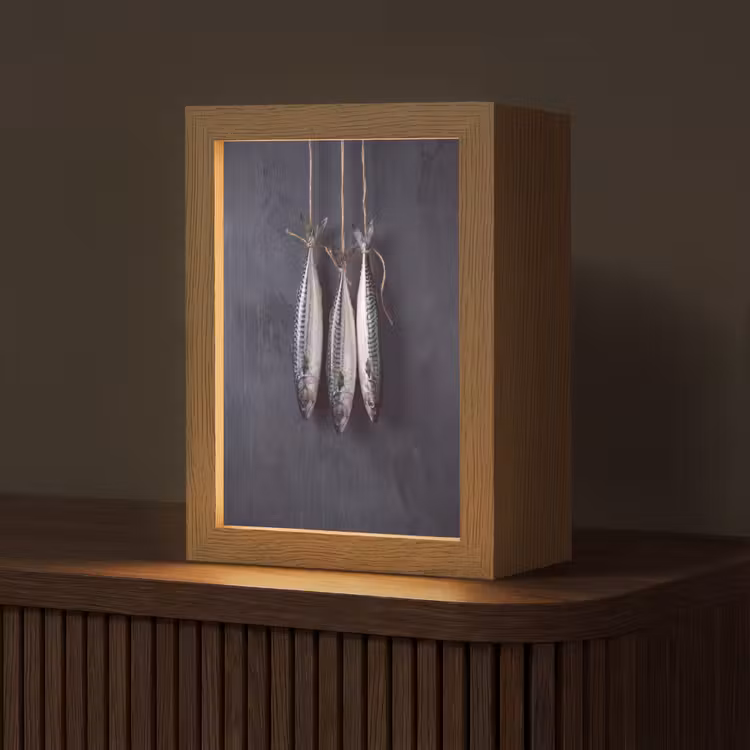 Table Lamp - Three Fish - Rope - Drie vissen - Touw Light Box met kabel (Tafellamp) klein