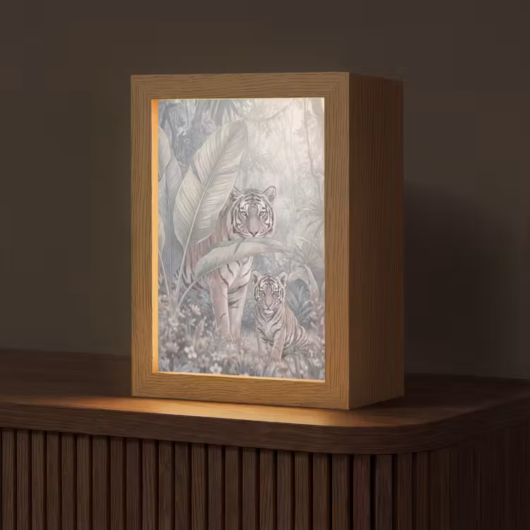 Tijger - Welp - Jungle - Illustratie - Dieren Light Box met kabel (Tafellamp) klein -z3d_website