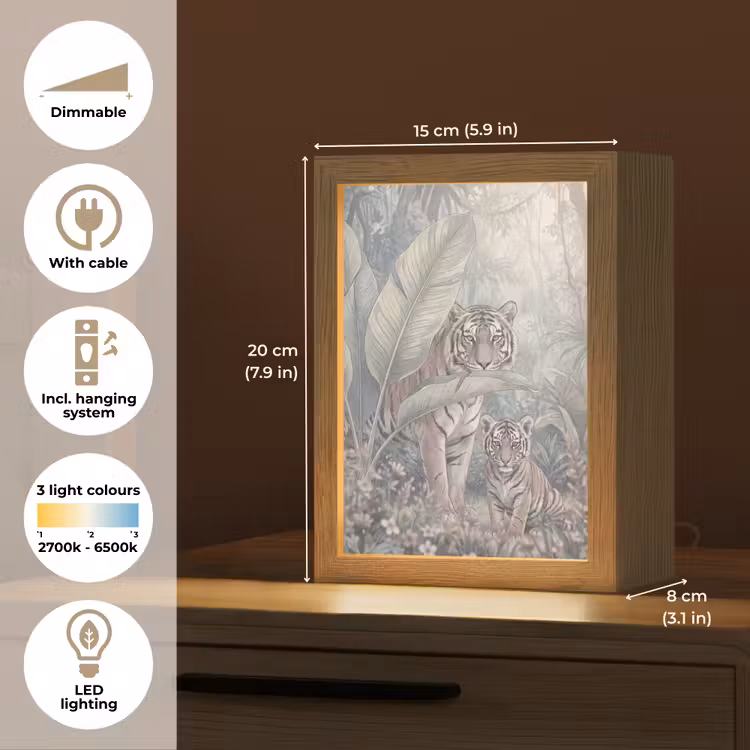 Tijger - Welp - Jungle - Illustratie - Dieren Light Box met kabel (Tafellamp) klein -USP_EN