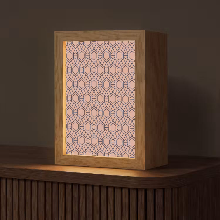 Strak - Patroon - Roze - Donkerblauw Light Box met kabel (Tafellamp) klein 925 -z3d_website