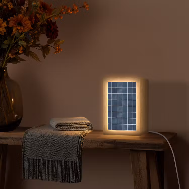 Tegel - Modern - Blauw Light Box met kabel (Tafellamp) klein 925 -sfeer4