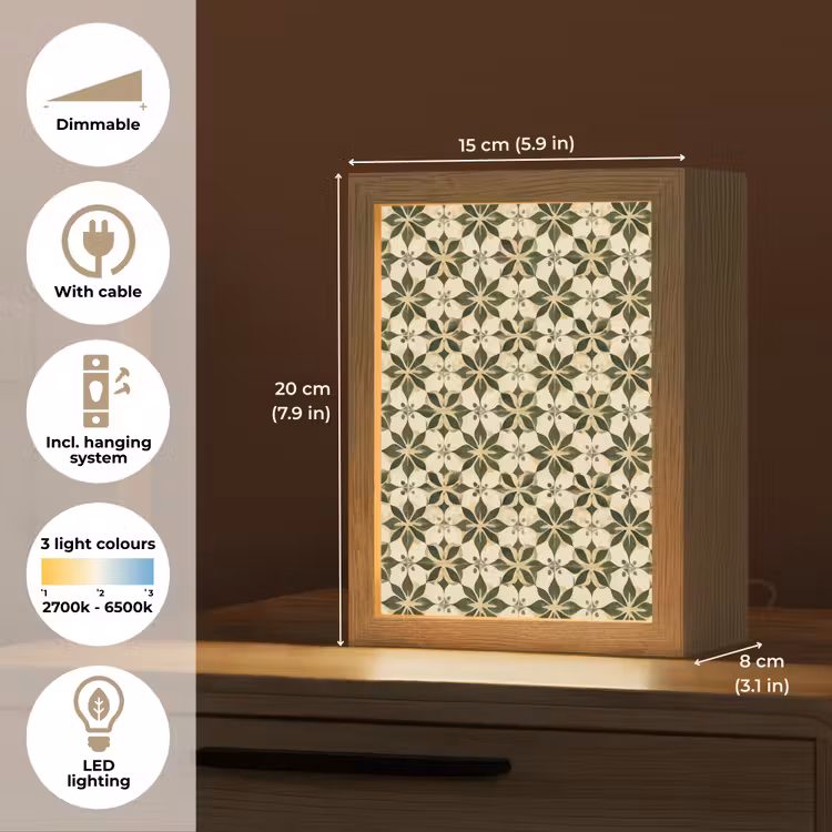 Tegel - Dessin - Groen Light Box met kabel (Tafellamp) klein 925 -USP_EN