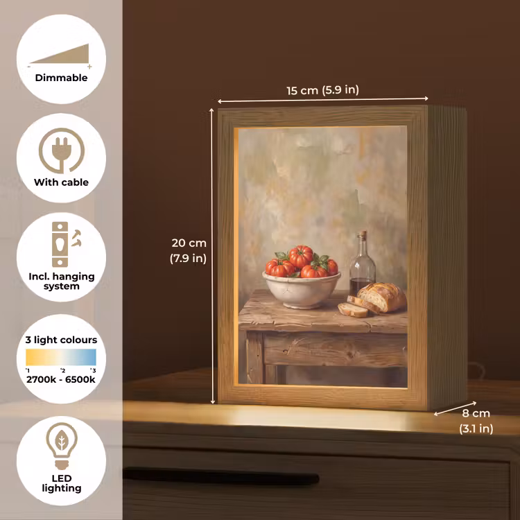 Table Lamp - Tomatoes - Bowl - Food - Tomaten - Kom - Eten Light Box met kabel (Tafellamp) klein