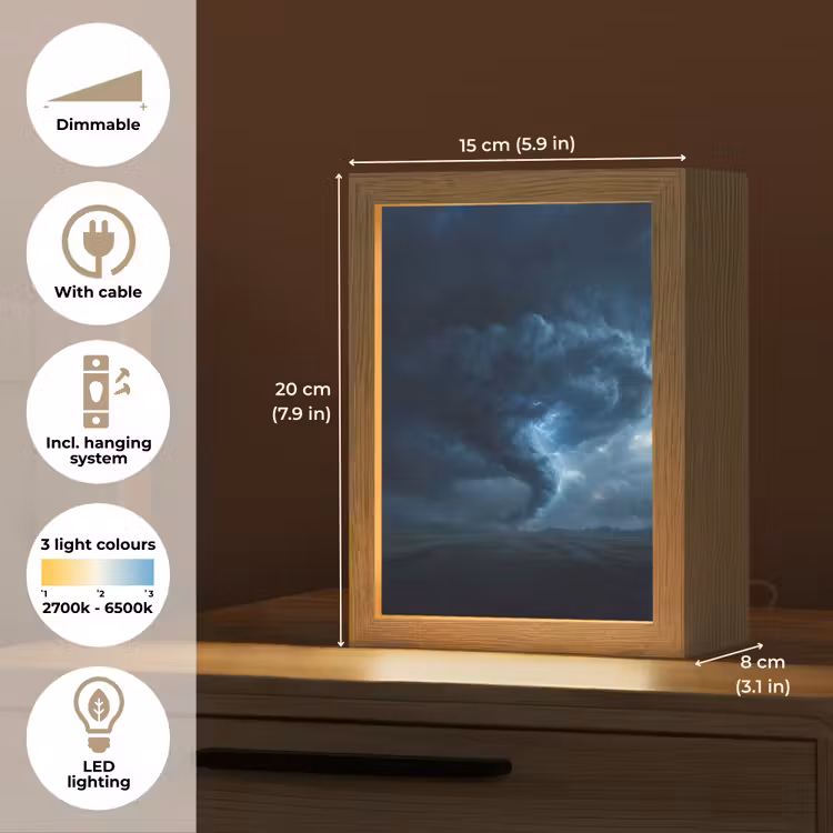 Tornado - Duister - Wolken Light Box met kabel (Tafellamp) klein -USP_EN