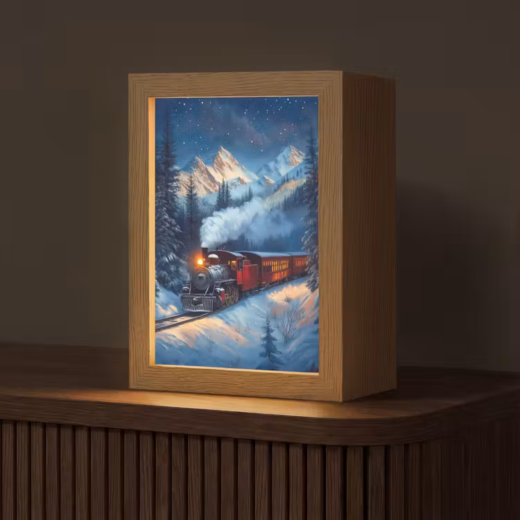 Trein - Kerst - Sneeuw - Kersttrein Light Box met kabel (Tafellamp) klein -z3d_website