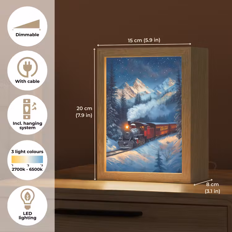 Trein - Kerst - Sneeuw - Kersttrein Light Box met kabel (Tafellamp) klein -USP_EN