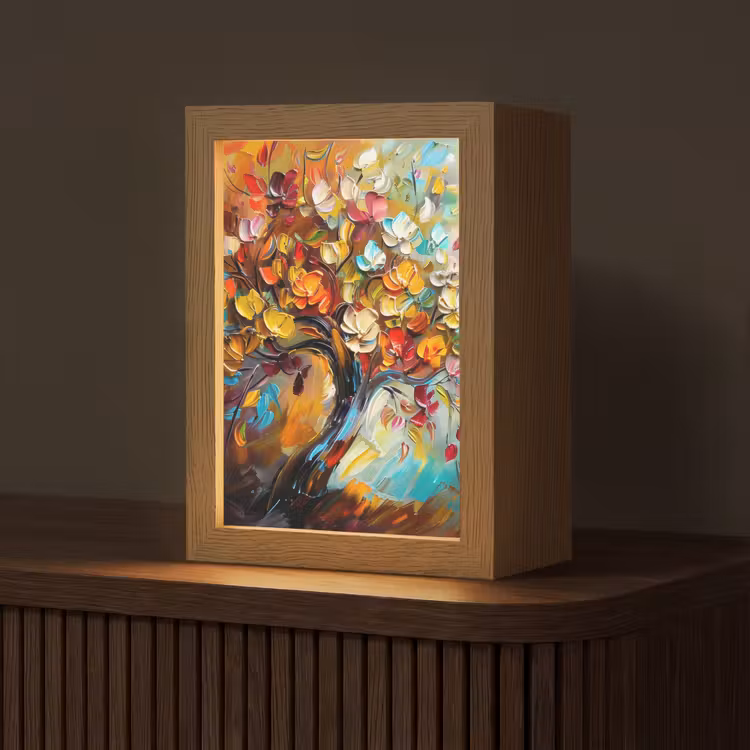 Boom - Abstract - Kleurrijk - Bloemen Light Box met kabel (Tafellamp) klein -z3d_website