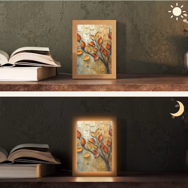 Boom - Abstract - Natuur - Kunst Light Box met kabel (Tafellamp) klein -sfeer3