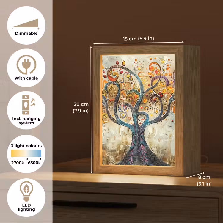Boom - Kunst - Modern - Natuur Light Box met kabel (Tafellamp) klein -USP_EN