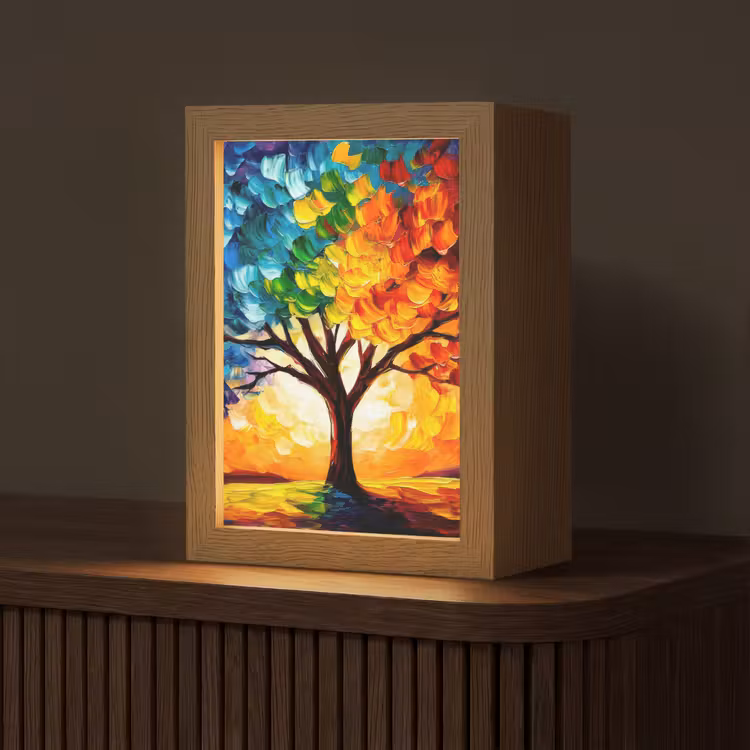 Boom - Kunst - Natuur - Zonsondergang Light Box met kabel (Tafellamp) klein -z3d_website