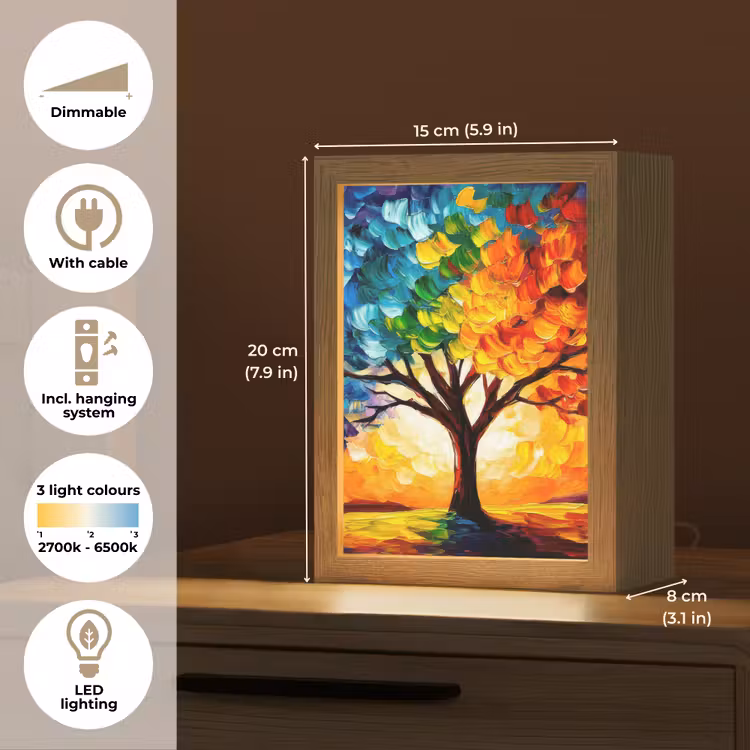 Boom - Kunst - Natuur - Zonsondergang Light Box met kabel (Tafellamp) klein -USP_EN