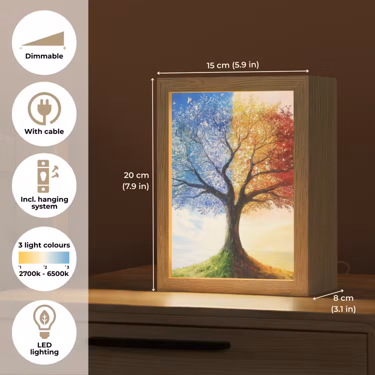 Boom - Kunst - Seizoenen - Herfst Light Box met kabel (Tafellamp) klein -USP_EN