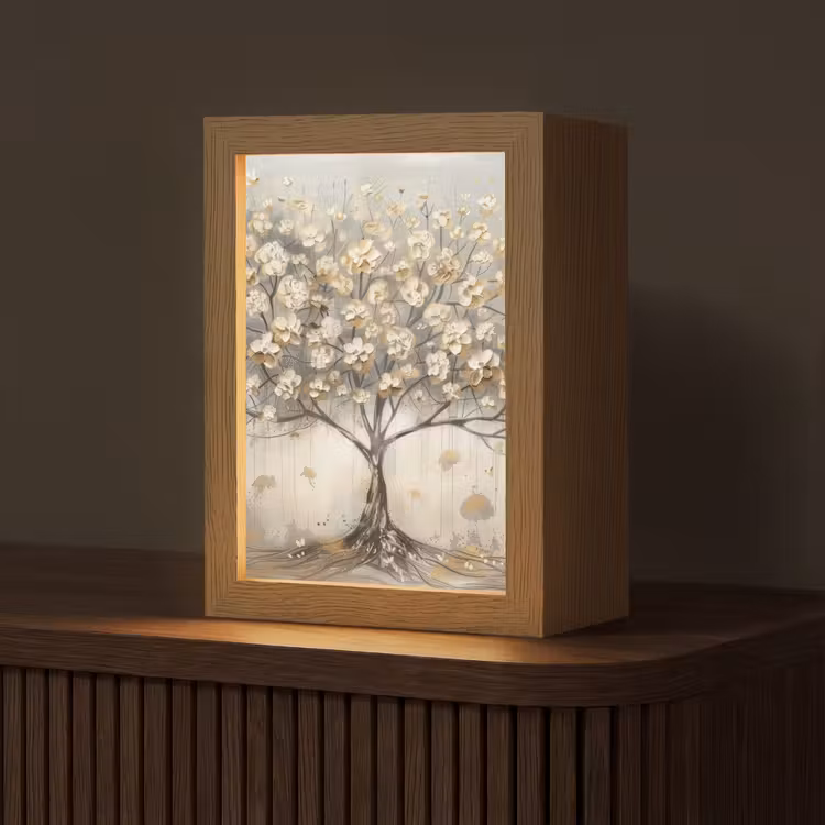 Boom - Beige - Goud - Verflook - Grijs Light Box met kabel (Tafellamp) klein -z3d_website