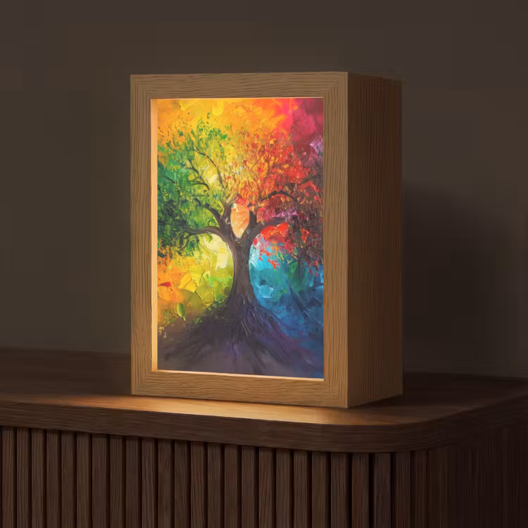 Boom - Kleurrijk - Modern - Abstract Light Box met kabel (Tafellamp) klein -z3d_website