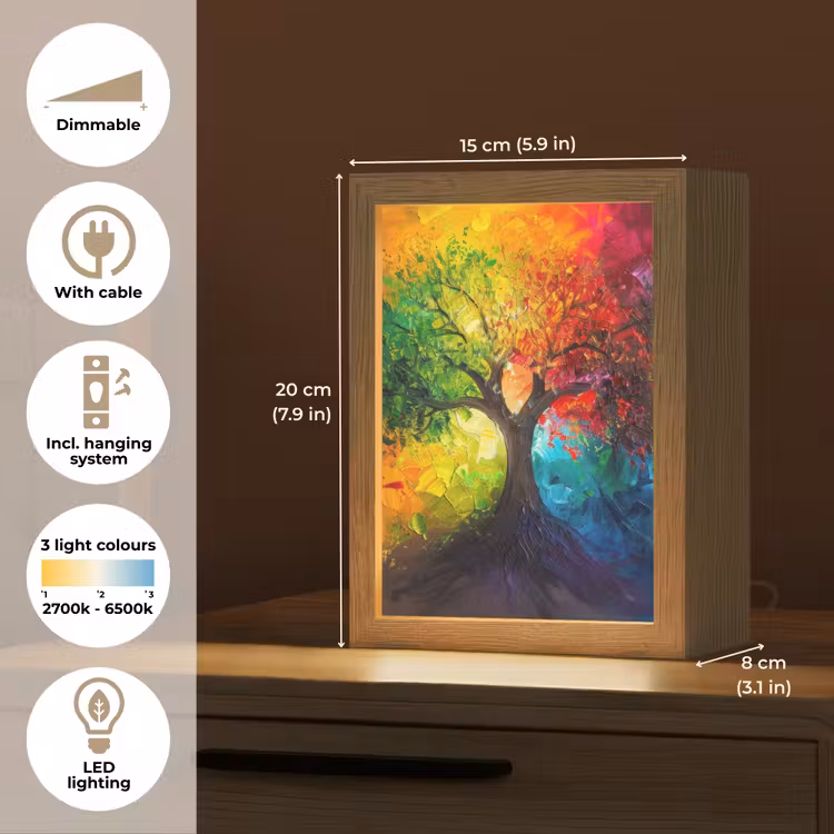 Boom - Kleurrijk - Modern - Abstract Light Box met kabel (Tafellamp) klein -USP_EN