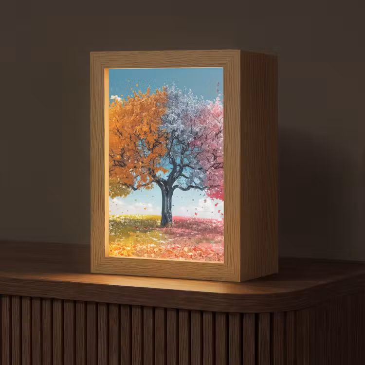 Boom - Kleurrijk - Natuur - Levensboom Light Box met kabel (Tafellamp) klein -z3d_website